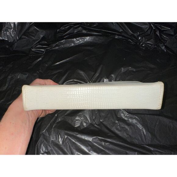 VINTAGE 40s 50s WHITE/OFF WHITE LIZARD/LEATHER BELT BAG OR CLUTCH FRAME BAG - Picture 10 of 10